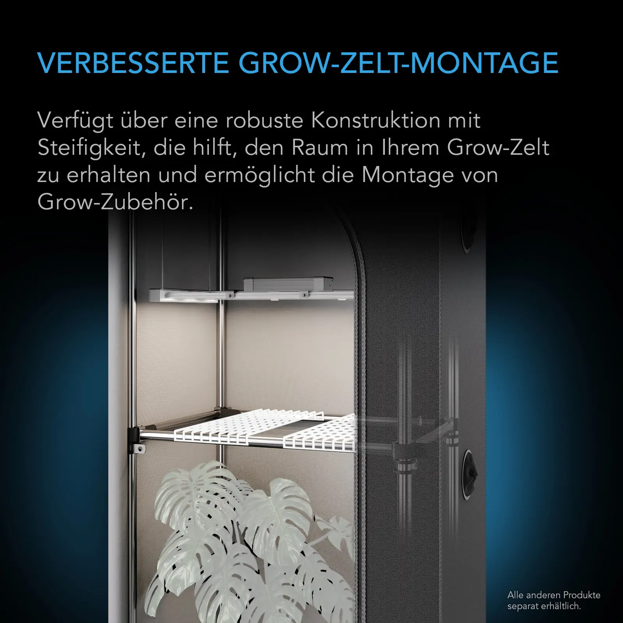 AC Infinity Grow-Zelt-Verstarkungs- und Montagestangen 150x150cm Details 1